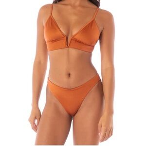 NWT Maaji Orange Satin Umber Bikini Medium